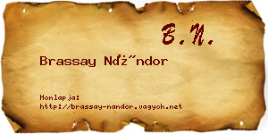 Brassay Nándor névjegykártya